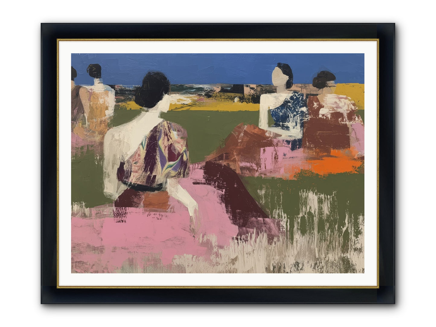 Sunwoven Sisters Framed Print - Wide Black w/Gold 48x36