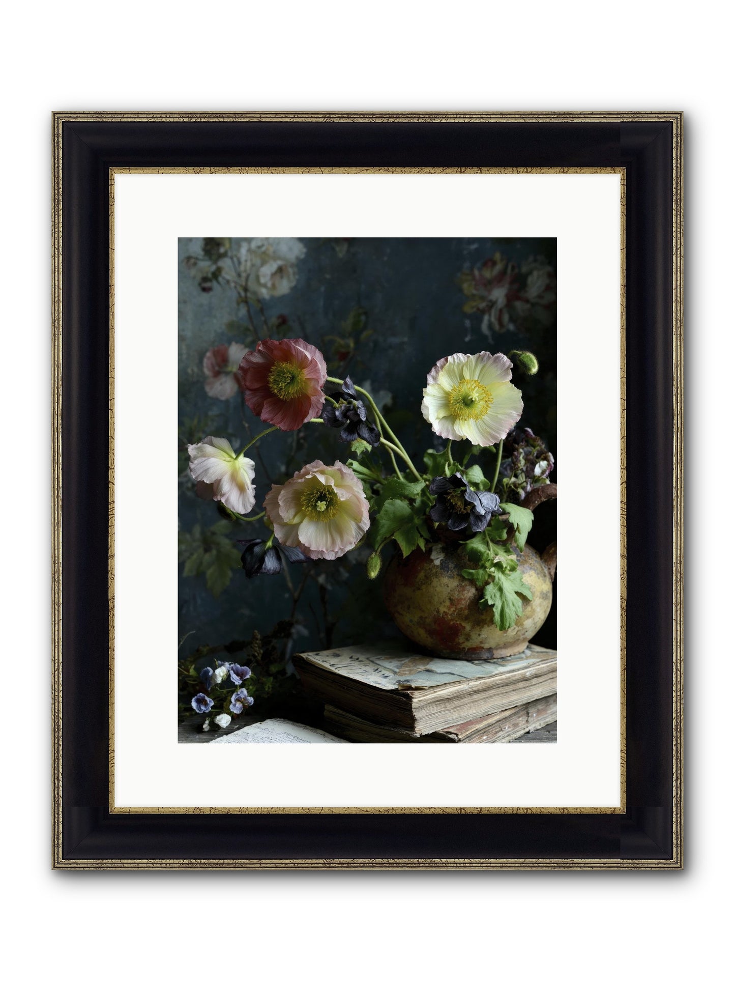 Sur La Jardin Framed Print - Black & Gold 12x16