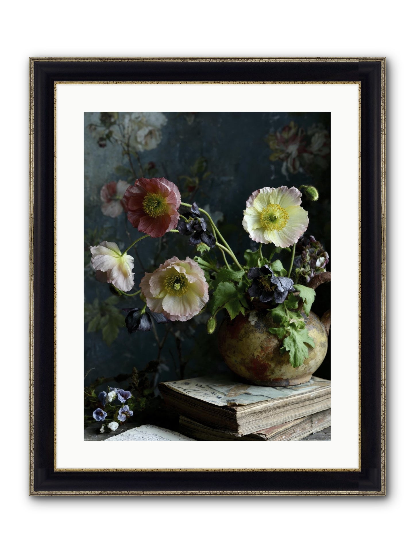 Sur La Jardin Framed Print - Black & Gold 18x24