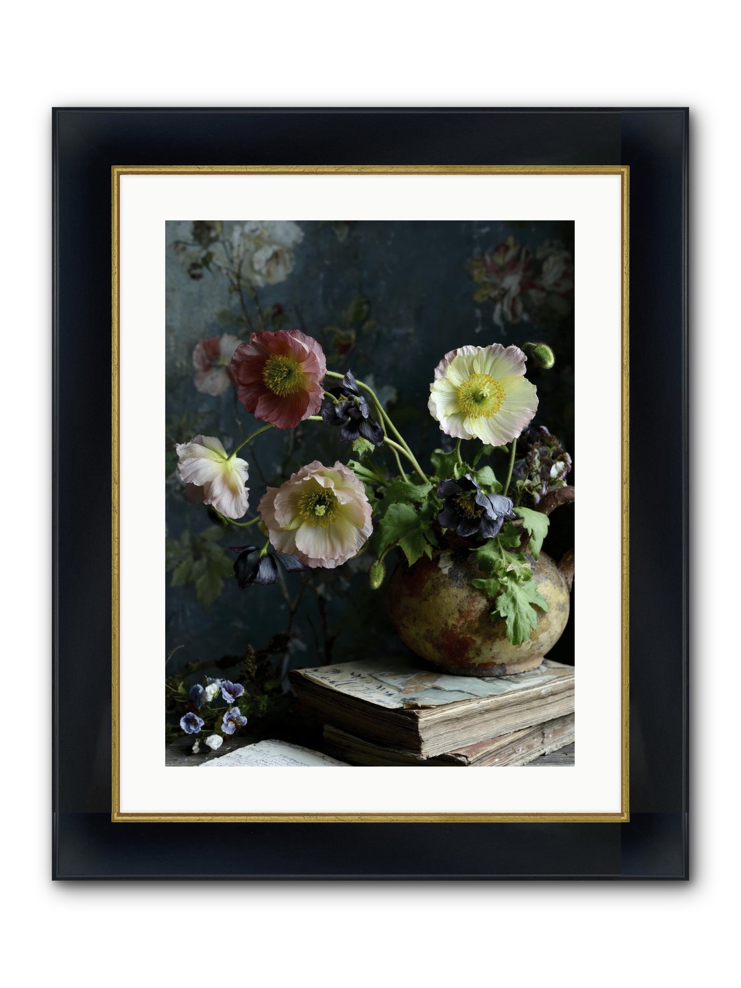 Sur La Jardin Framed Print - Wide Black w/Gold 18x24
