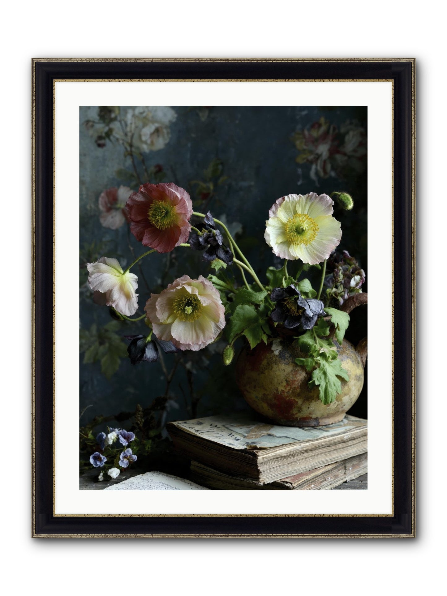 Sur La Jardin Framed Print - Black & Gold 24x32