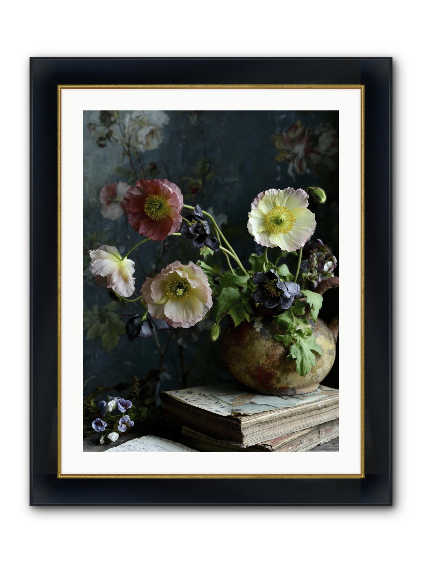 Sur La Jardin Framed Print - Wide Black w/Gold 24x32