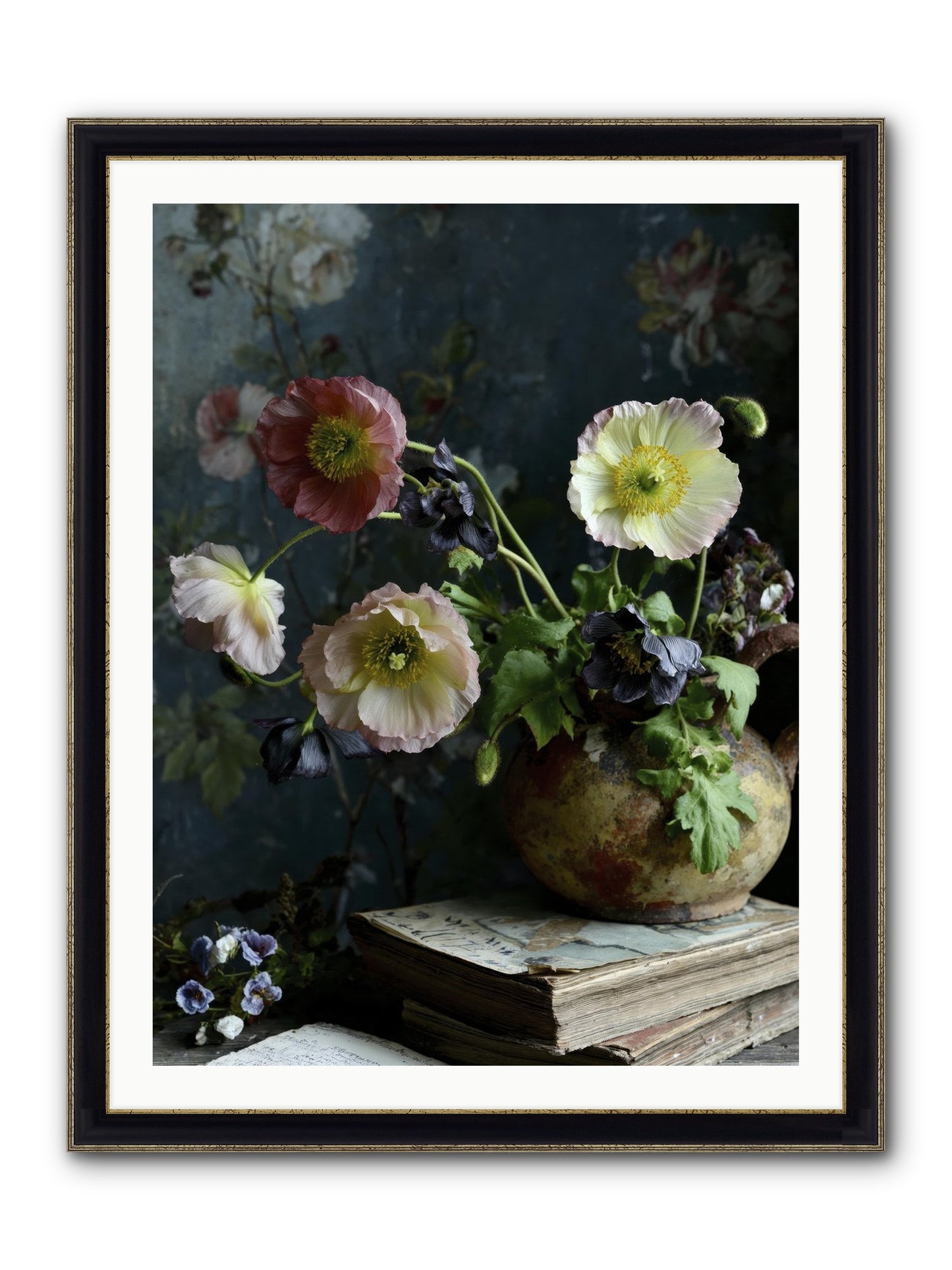 Sur La Jardin Framed Print - Black & Gold 30x40
