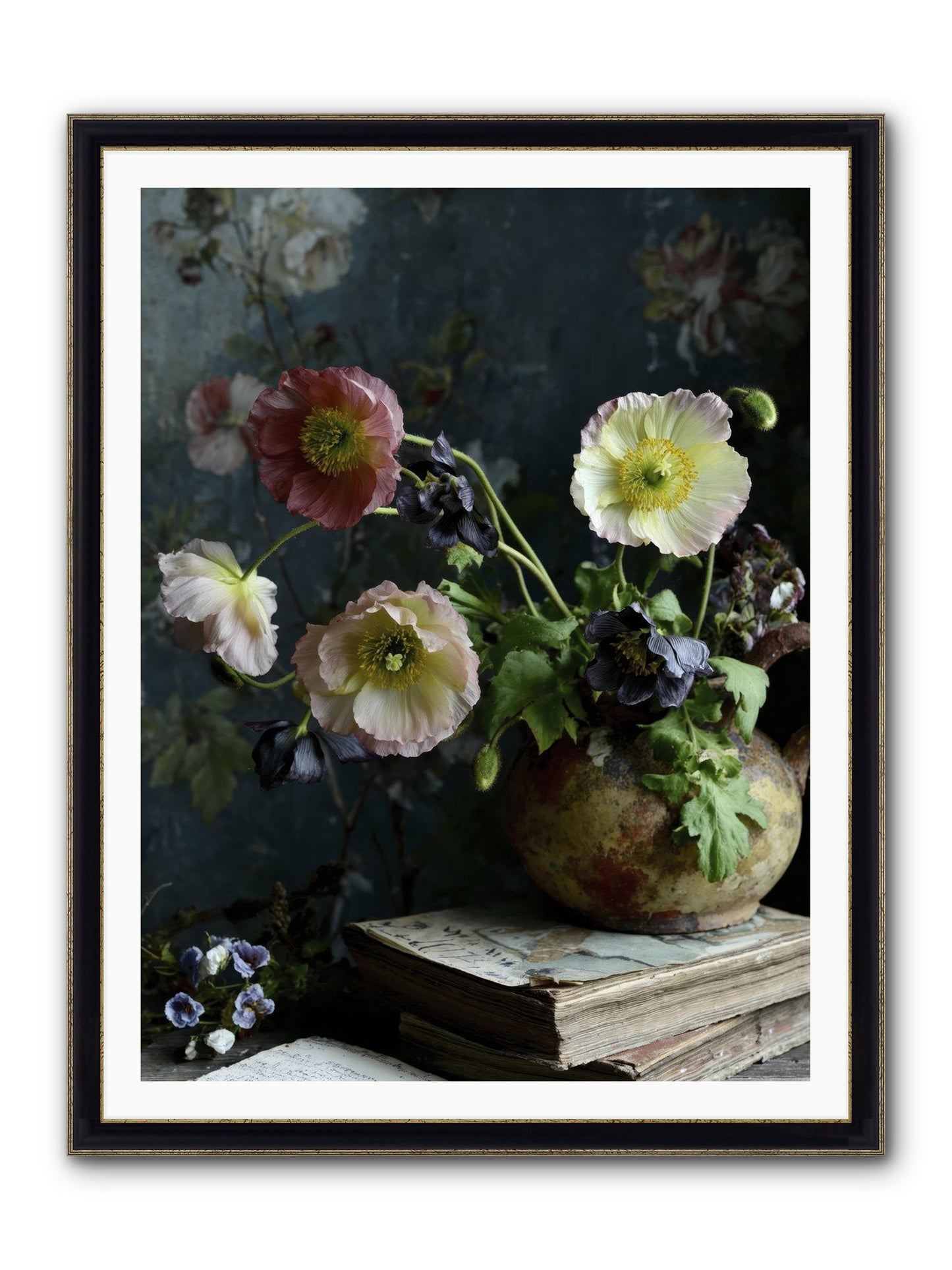 Sur La Jardin Framed Print - Black & Gold 36x48
