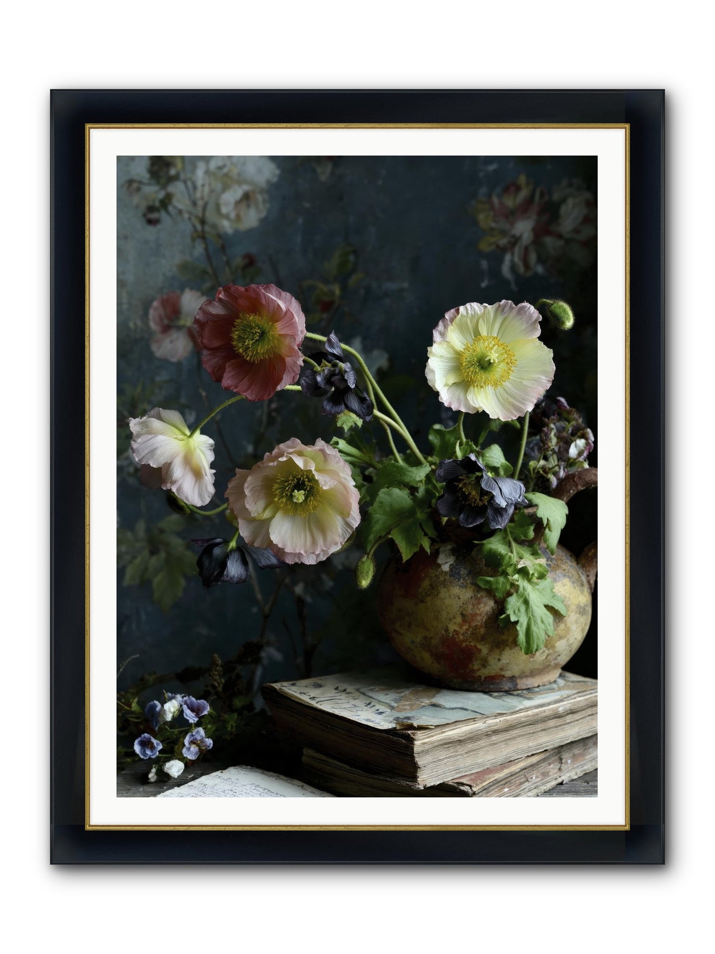 Sur La Jardin Framed Print - Wide Black w/Gold 36x48