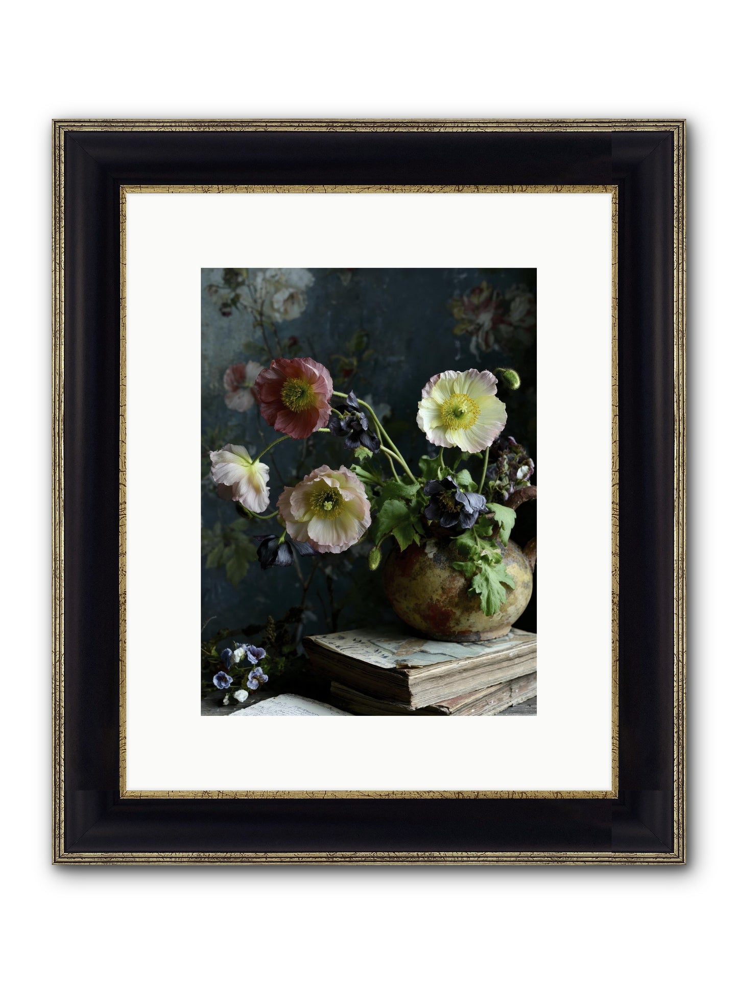 Sur La Jardin Framed Print - Black & Gold 9x12