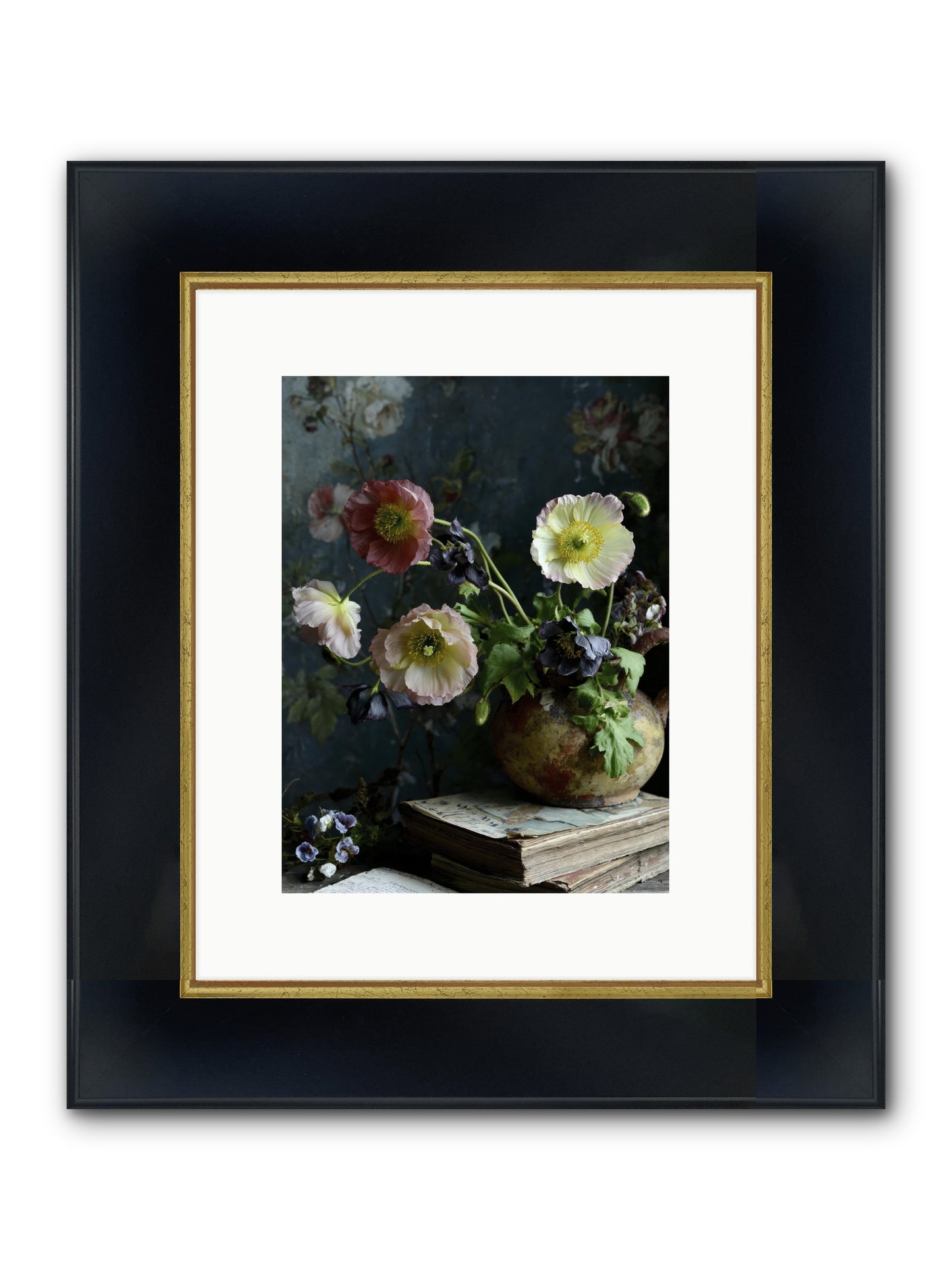 Sur La Jardin Framed Print - Wide Black w/Gold 9x12