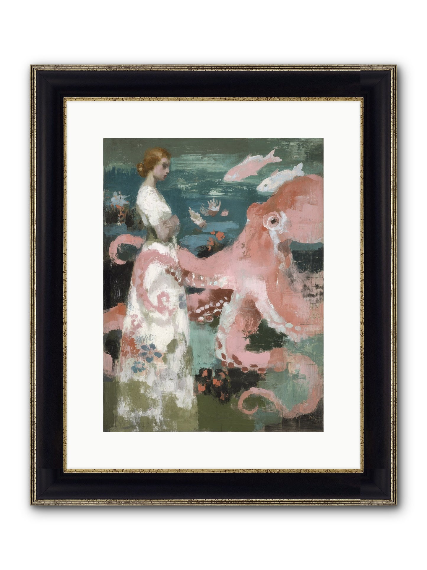 Surface Dreams Framed Print - Black & Gold 12x16