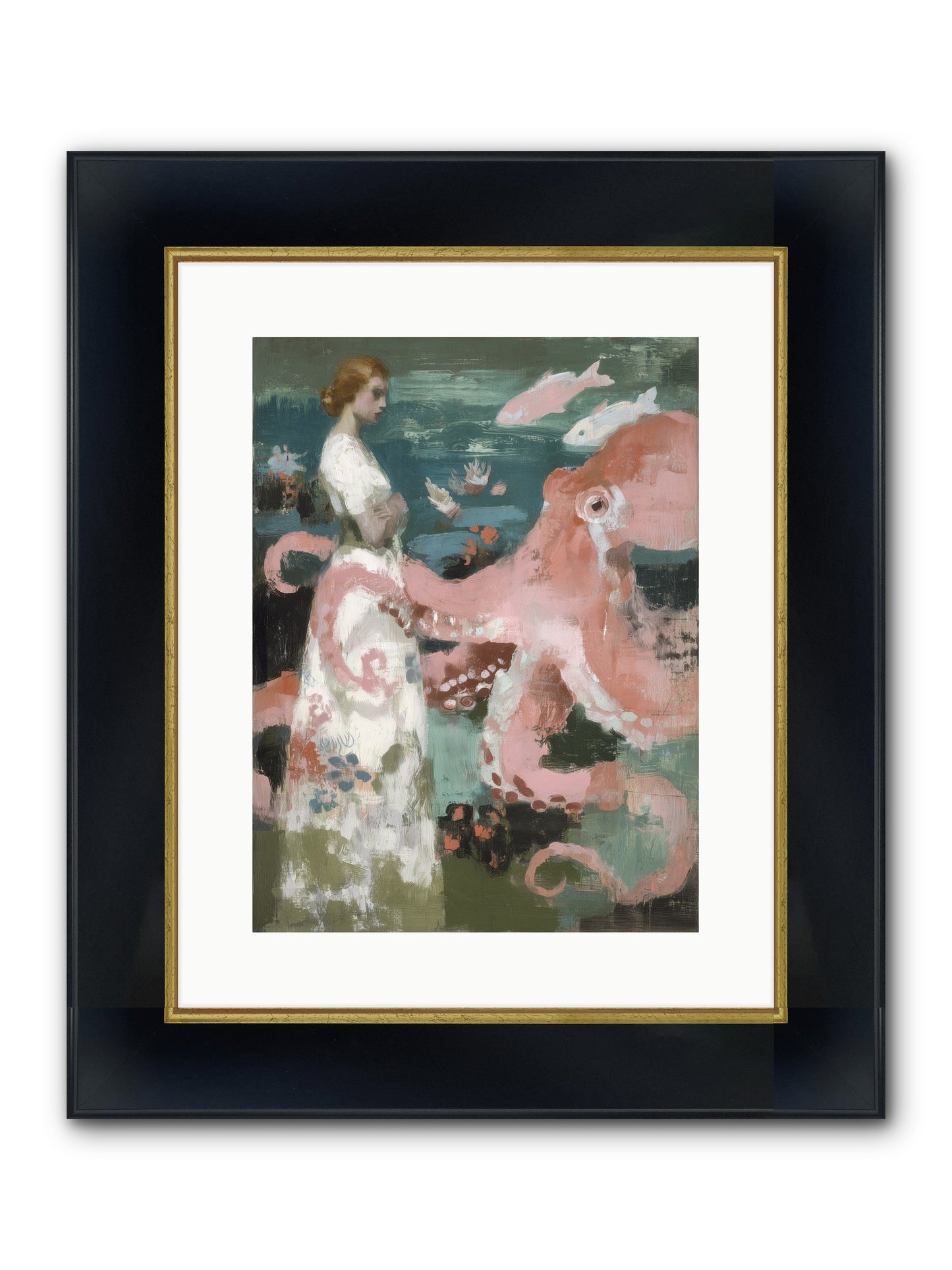 Surface Dreams Framed Print - Wide Black w/Gold 12x16