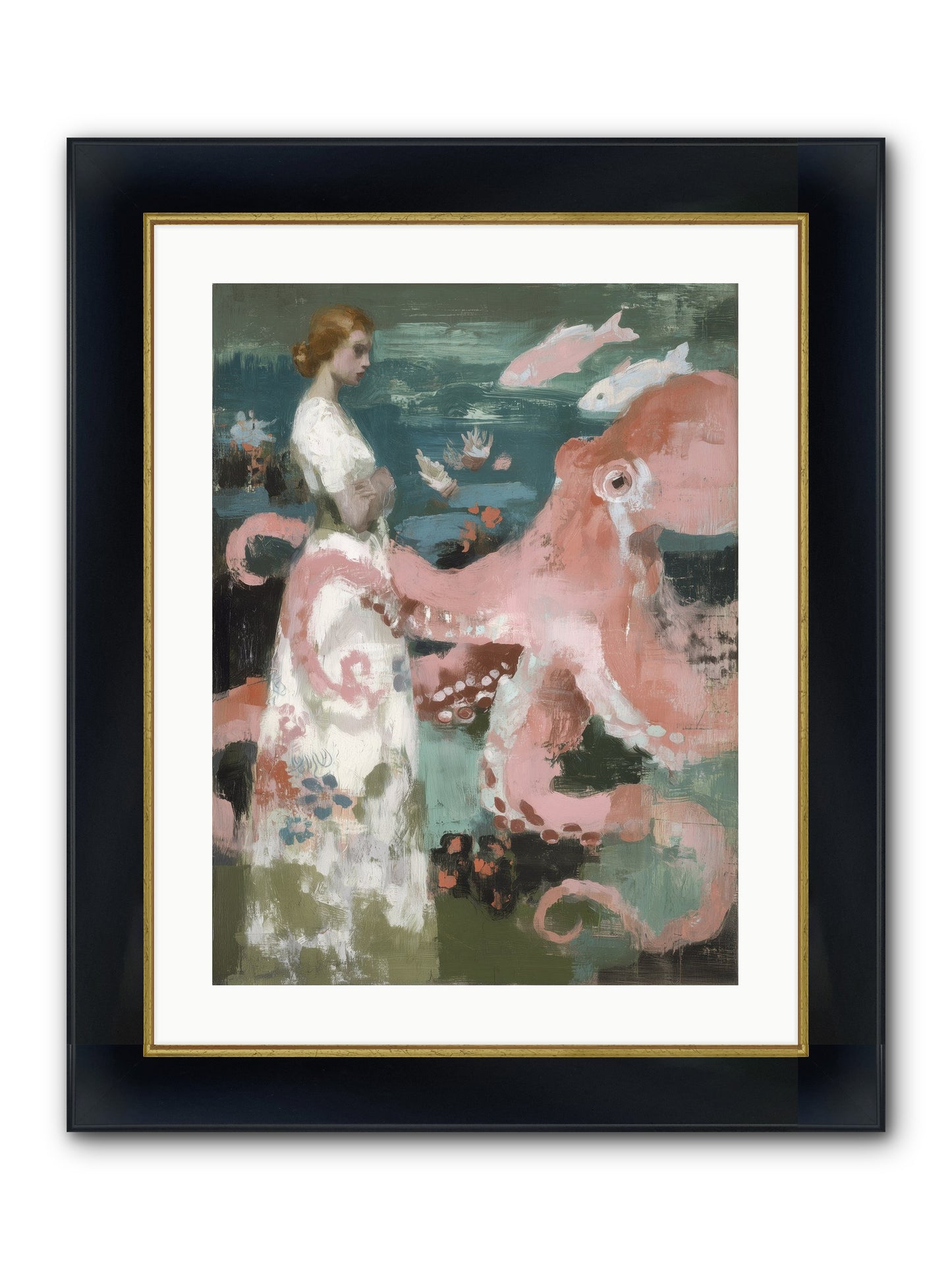Surface Dreams Framed Print - Wide Black w/Gold 18x24