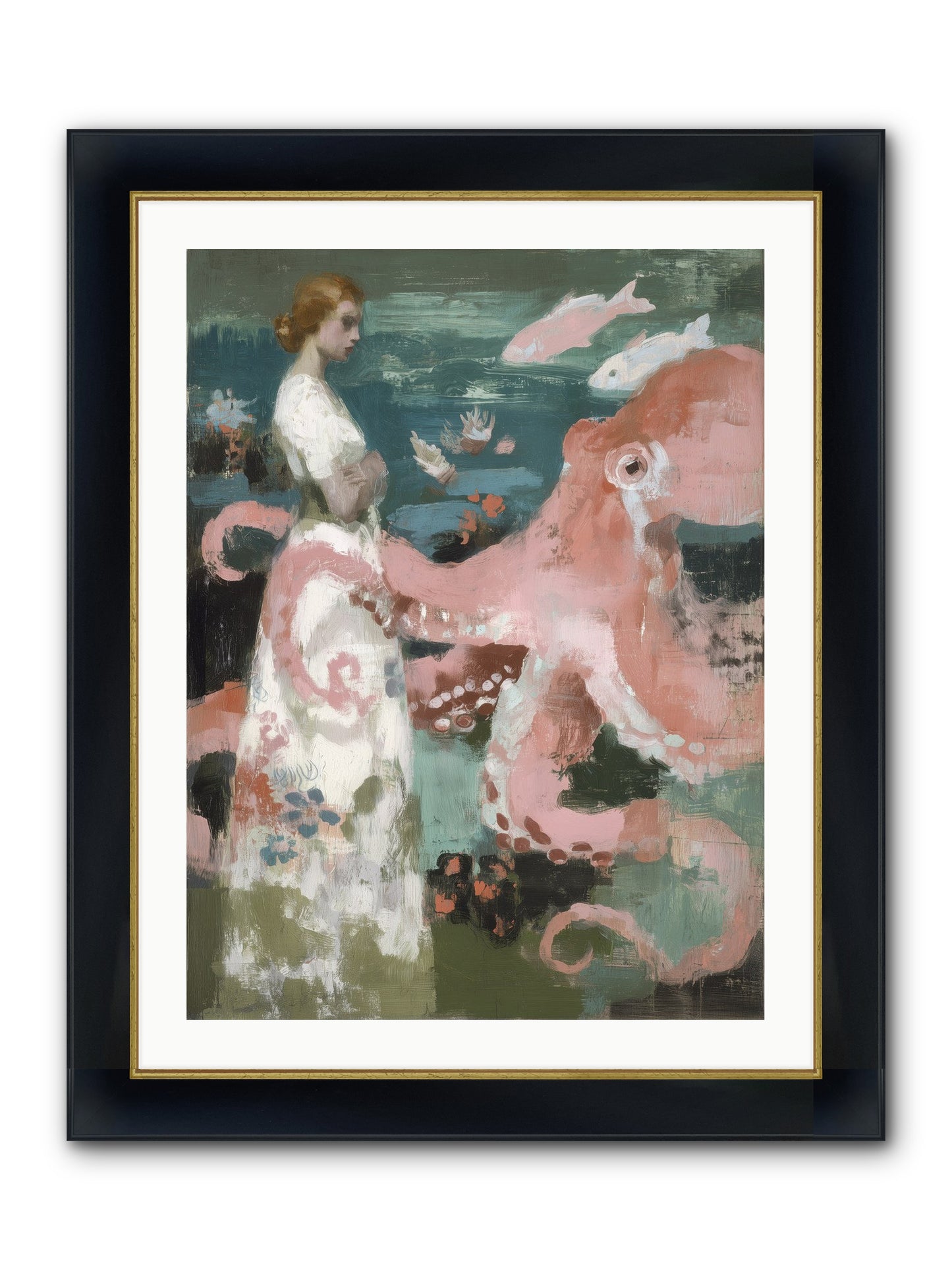 Surface Dreams Framed Print - Wide Black w/Gold 24x32
