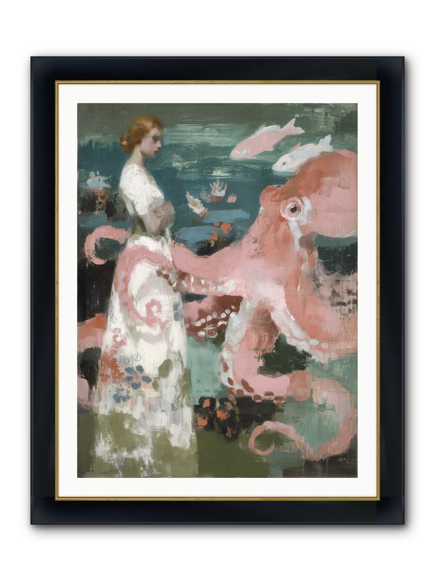 Surface Dreams Framed Print - Wide Black w/Gold 30x40