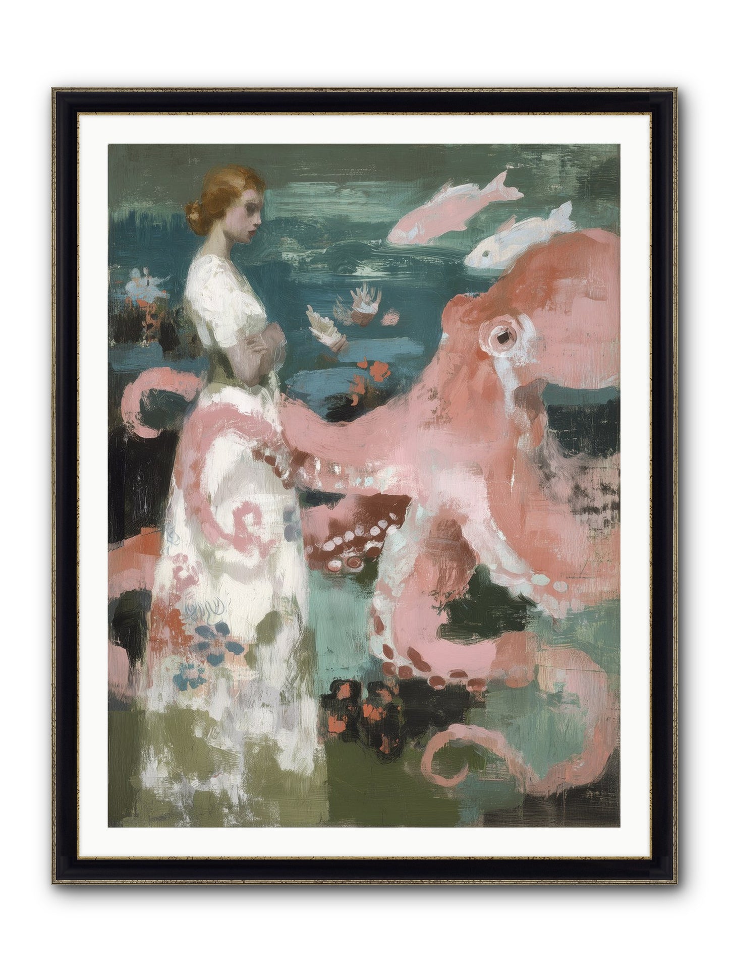 Surface Dreams Framed Print - Black & Gold 36x48