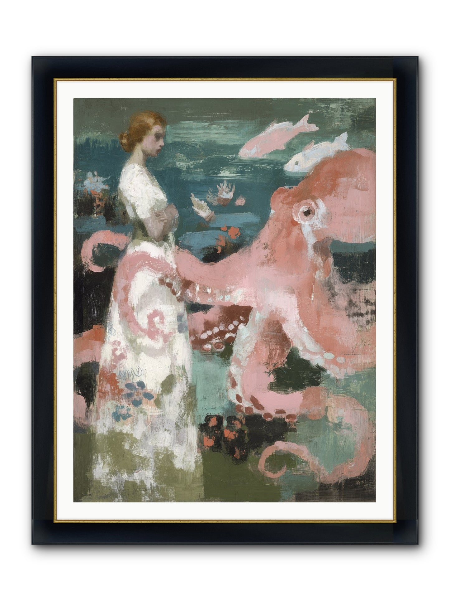 Surface Dreams Framed Print - Wide Black w/Gold 36x48