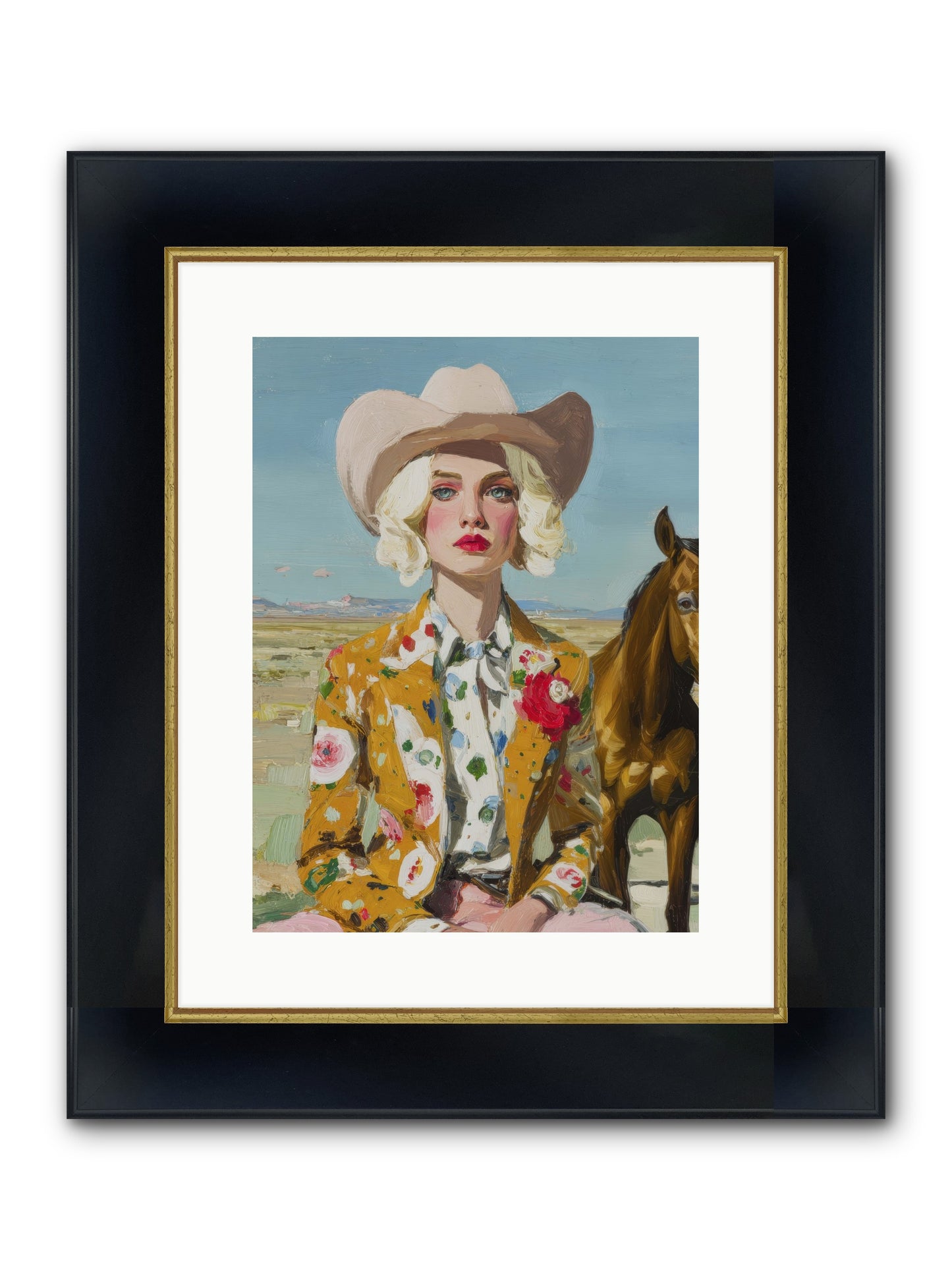 Suspended In The Almost Framed Print - Wide Black w/Gold 12x16