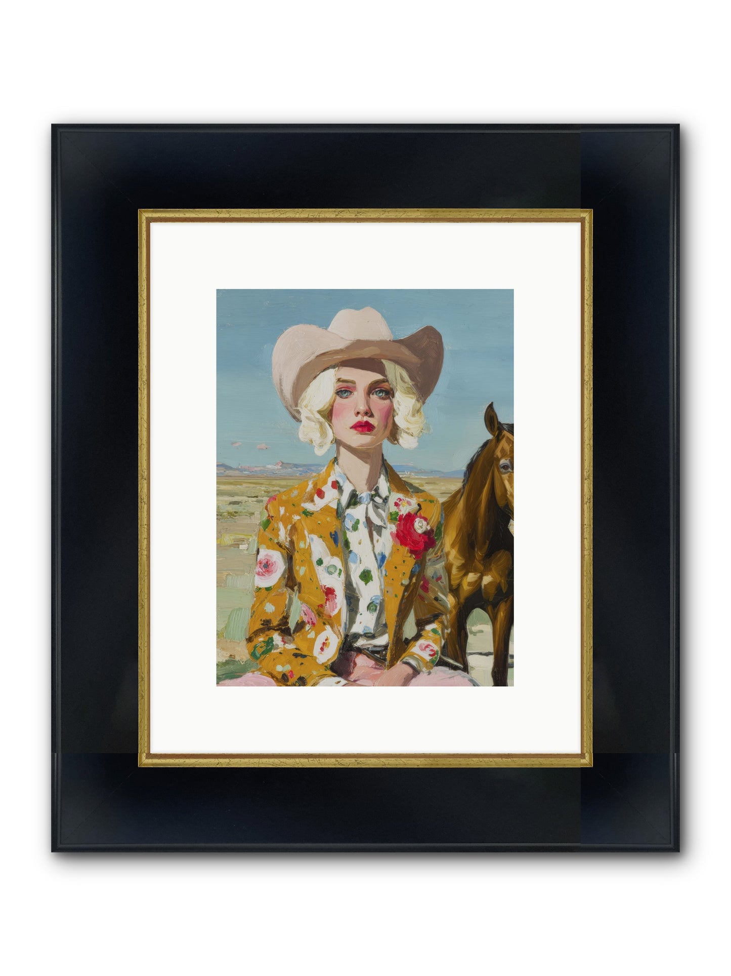 Suspended In The Almost Framed Print - Wide Black w/Gold 9x12