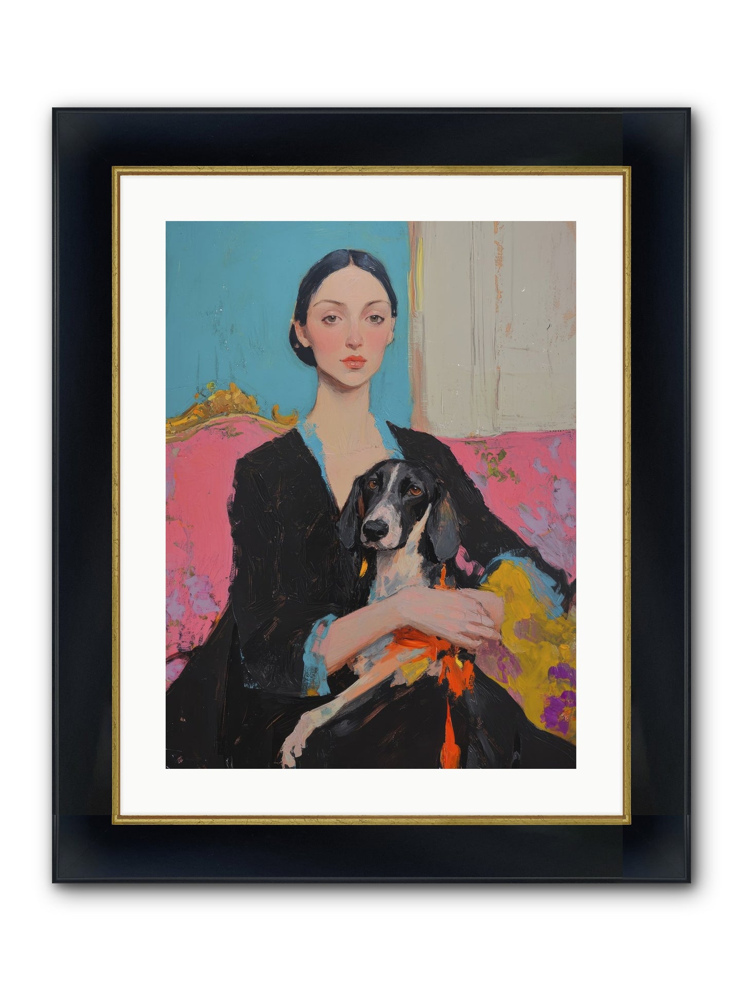 Sweet Basil Framed Print - Wide Black w/Gold 18x24