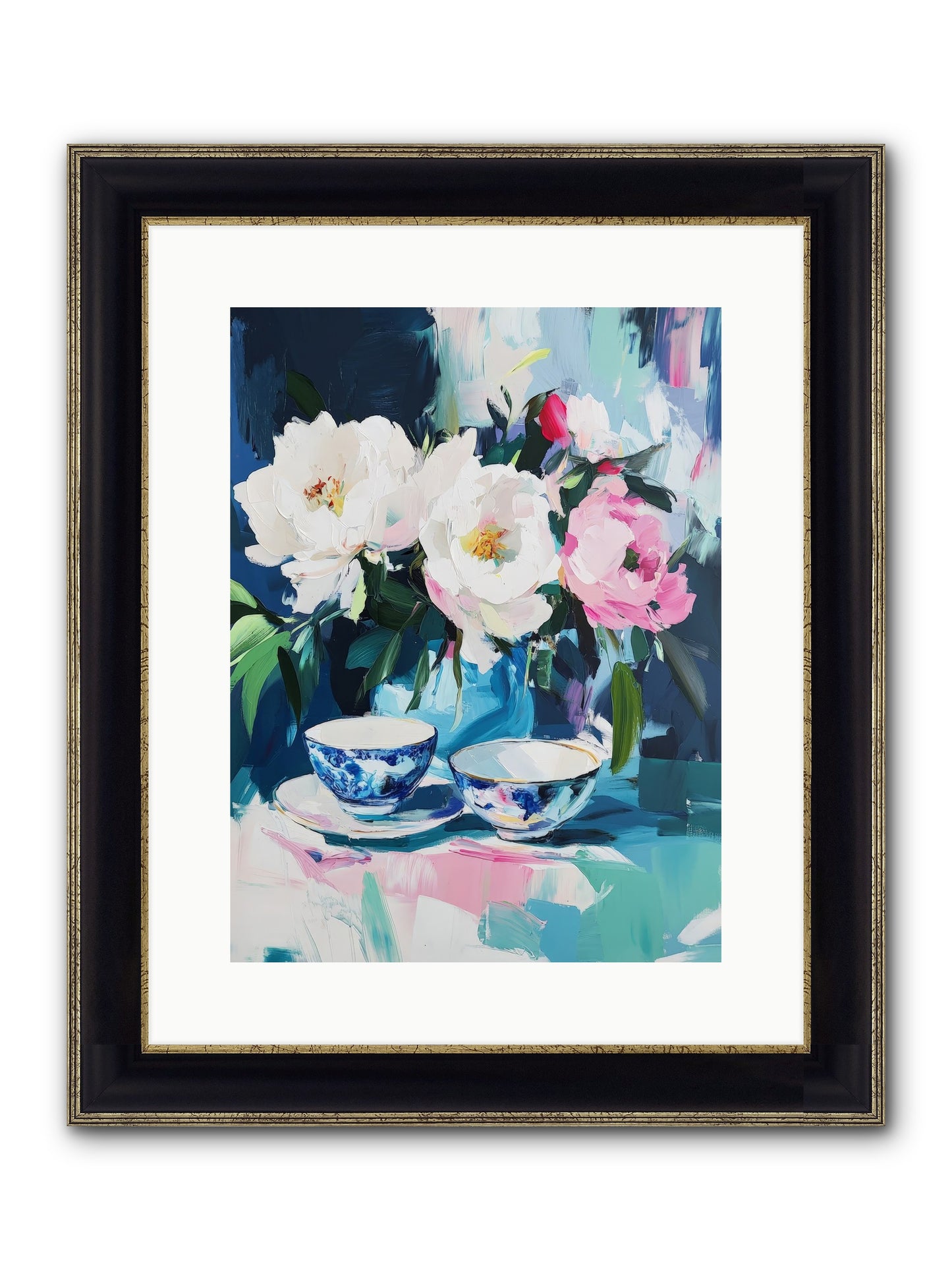 Sweet Petal Ceremony Framed Print - Black & Gold 12x16
