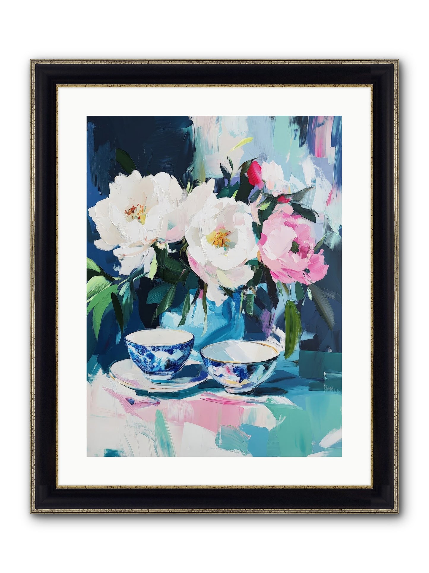 Sweet Petal Ceremony Framed Print - Black & Gold 18x24
