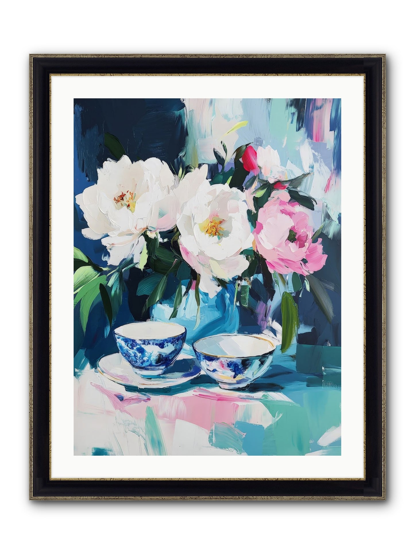 Sweet Petal Ceremony Framed Print - Black & Gold 24x32