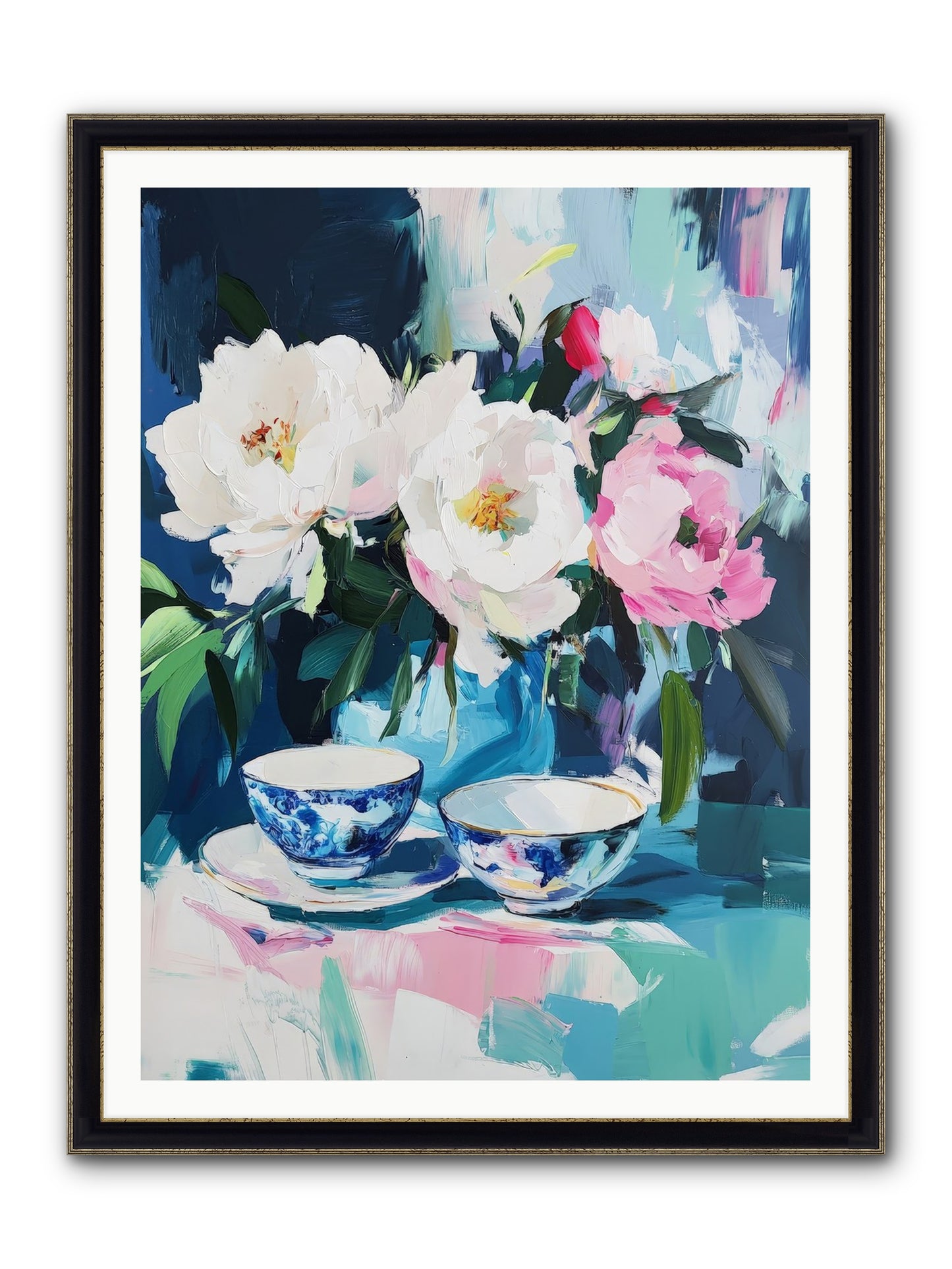 Sweet Petal Ceremony Framed Print - Black & Gold 36x48