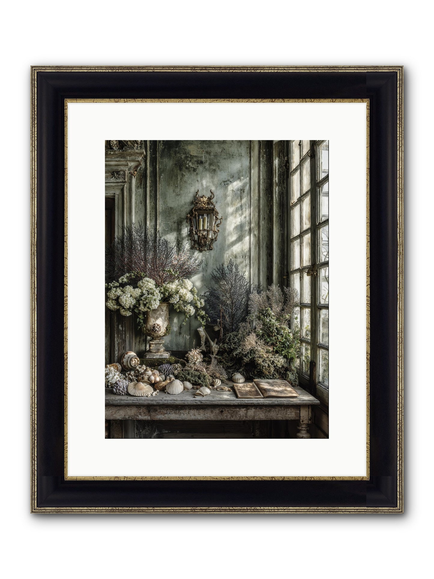 Sweetvine Framed Print - Black & Gold 12x16