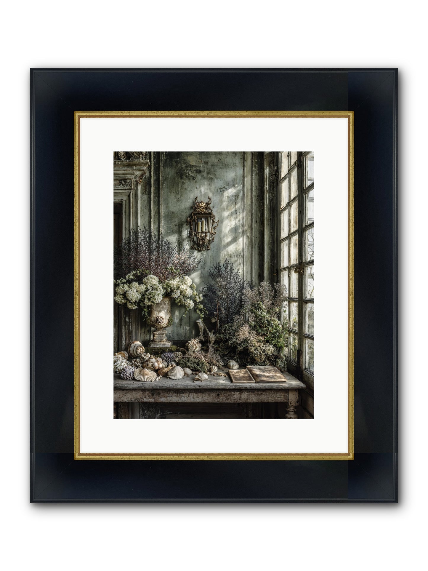 Sweetvine Framed Print - Wide Black w/Gold 12x16