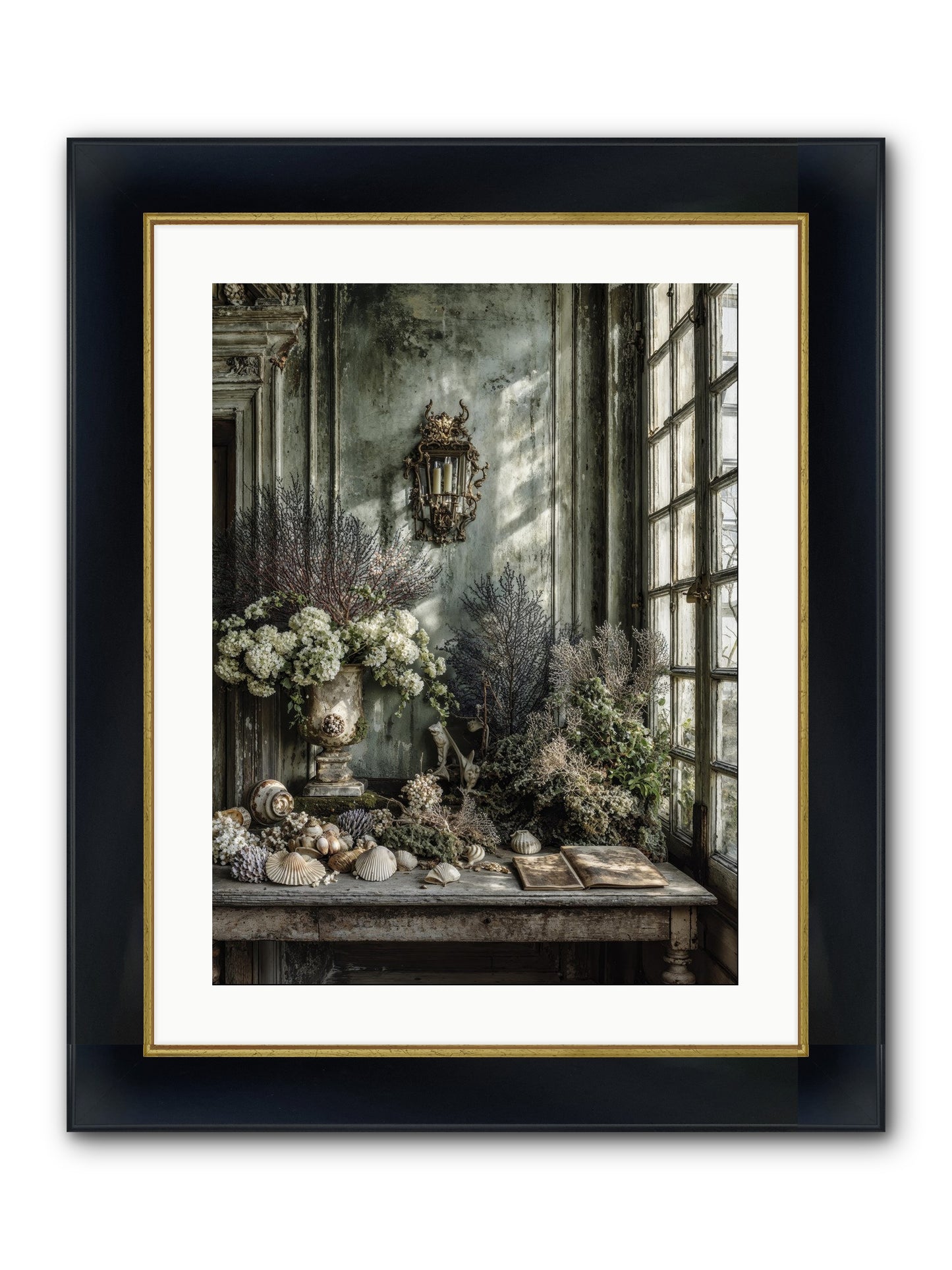 Sweetvine Framed Print - Wide Black w/Gold 18x24