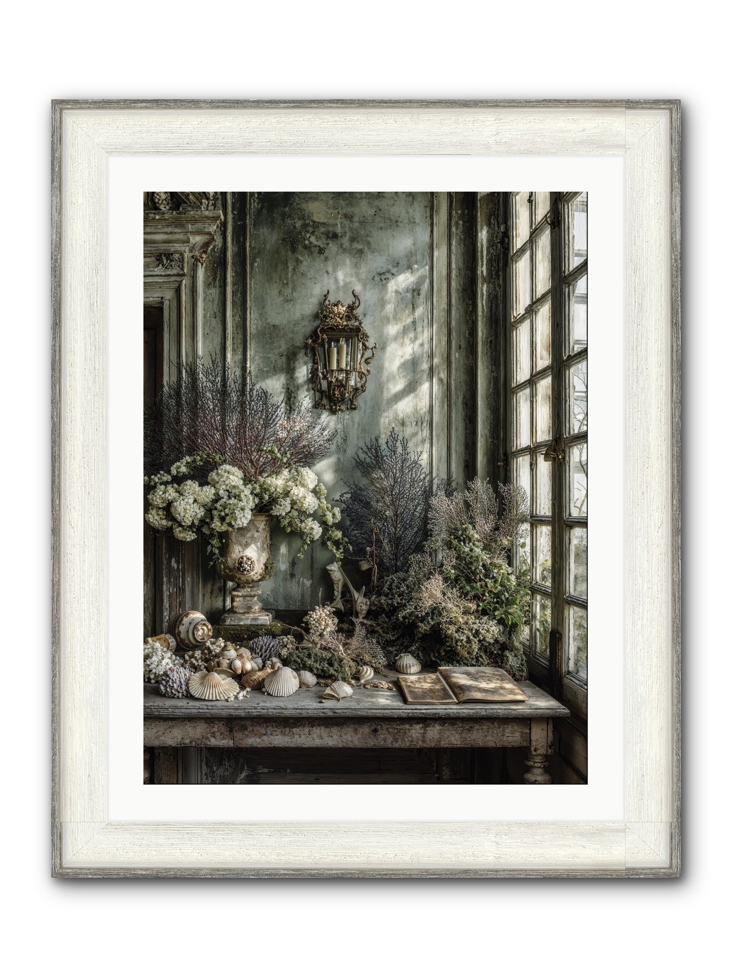 Sweetvine Framed Print - Driftwood White 24x32