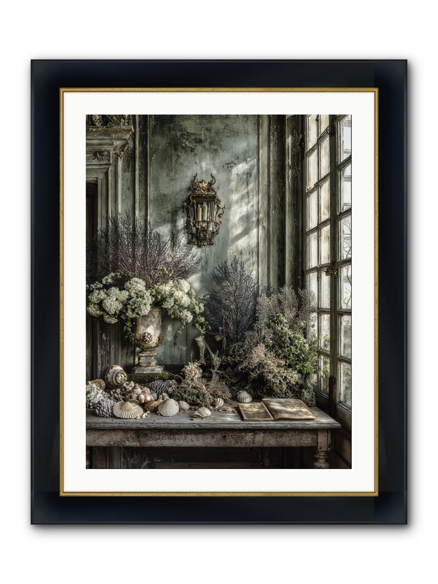 Sweetvine Framed Print - Wide Black w/Gold 24x32