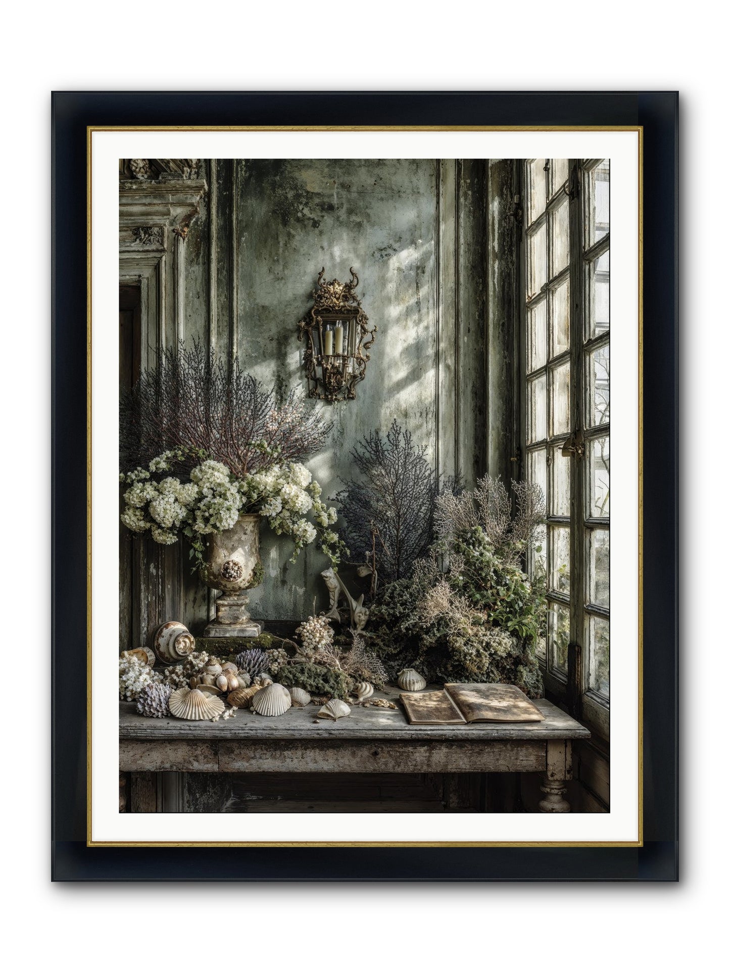 Sweetvine Framed Print - Wide Black w/Gold 36x48