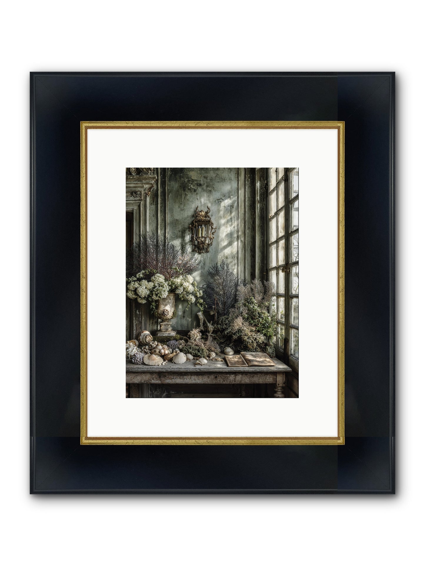 Sweetvine Framed Print - Wide Black w/Gold 9x12