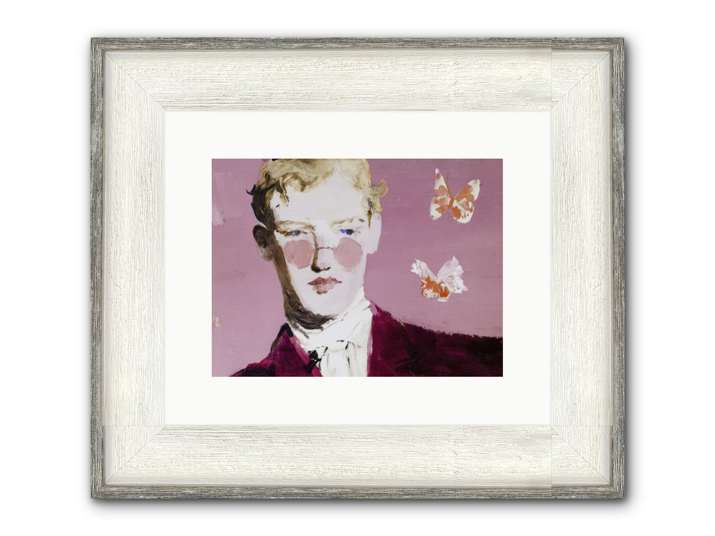 Swimming With Swans At Dawn Framed Print - Driftwood White 12x9