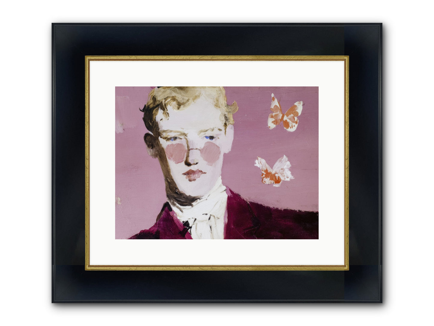 Swimming With Swans At Dawn Framed Print - Wide Black w/Gold 16x12