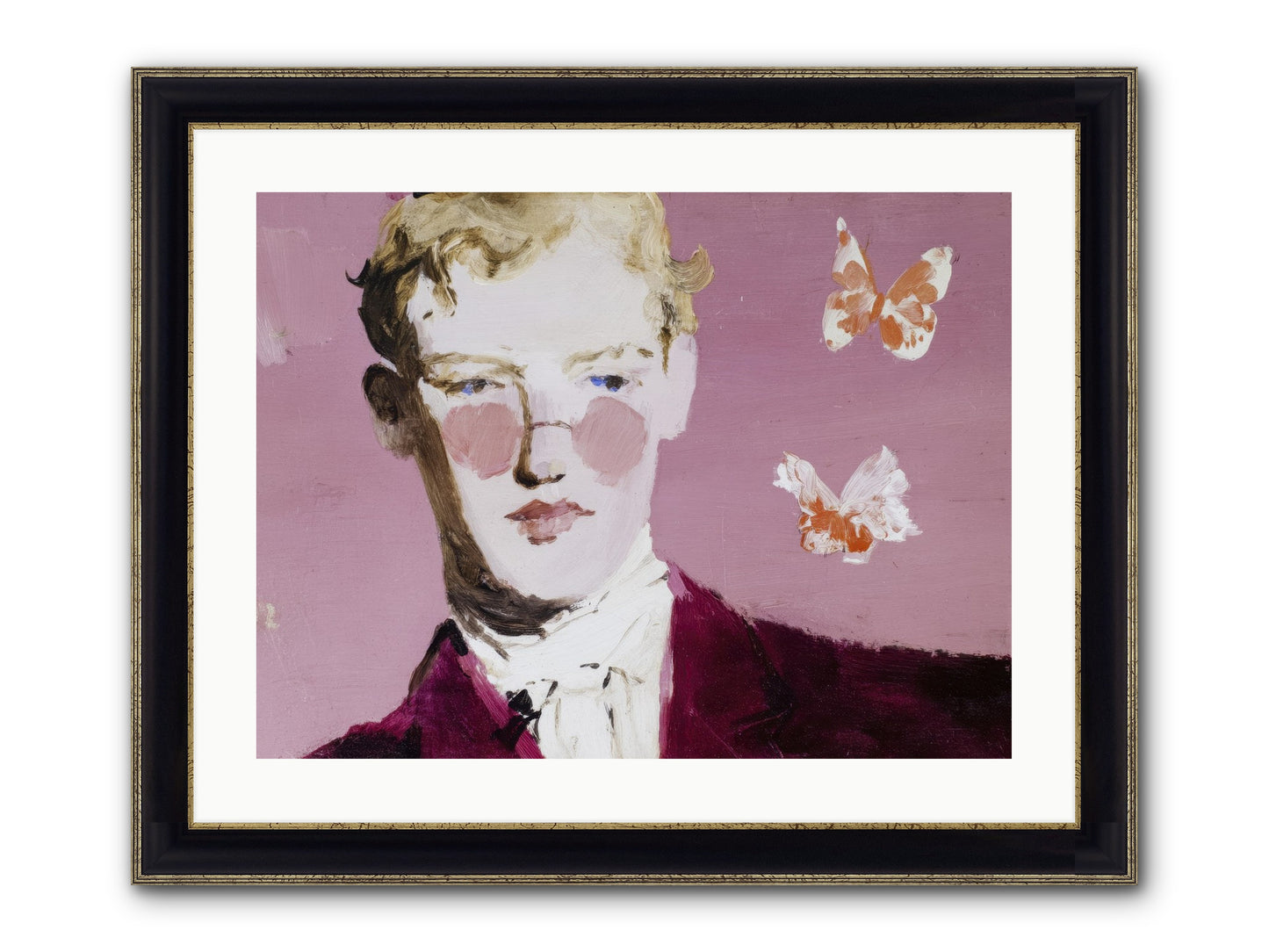 Swimming With Swans At Dawn Framed Print - Black & Gold 24x18