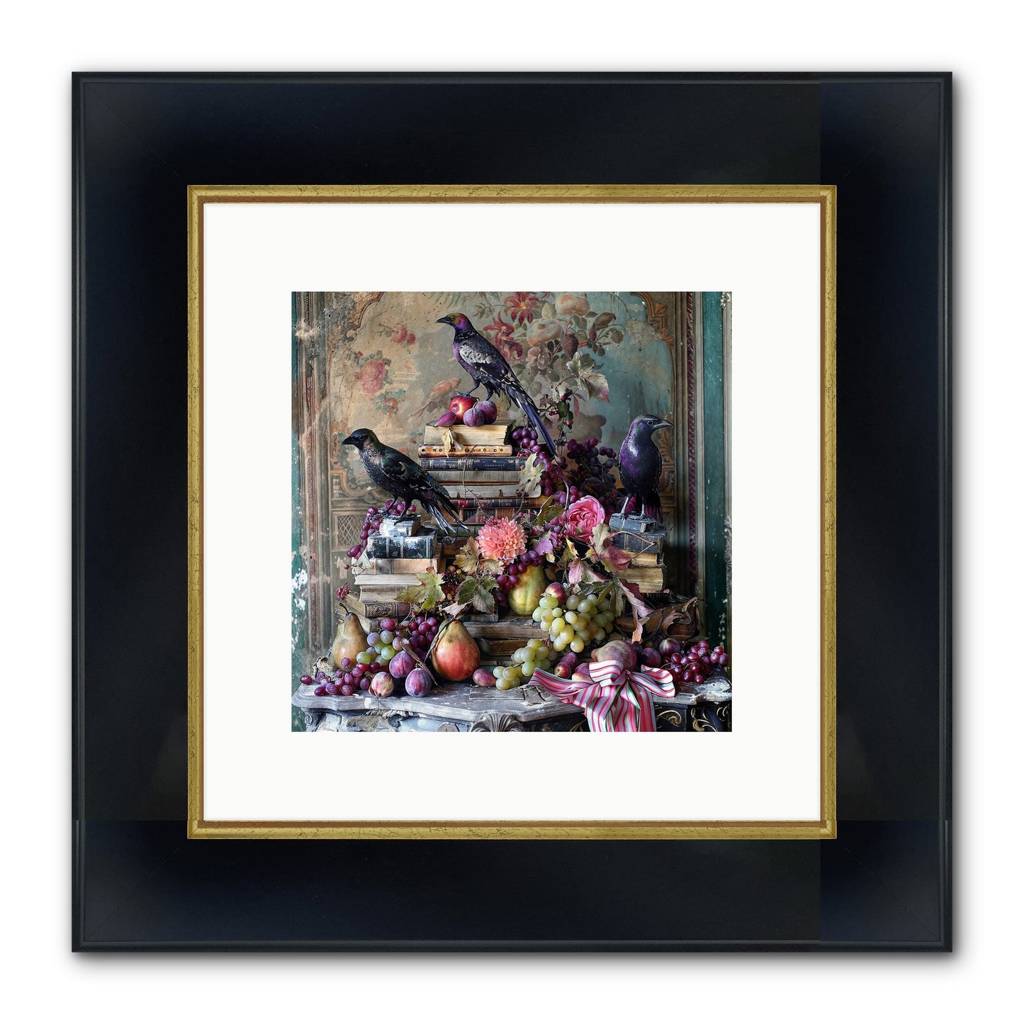 Sylvan Secrets Of Feathered Lore Framed Print - Wide Black w/Gold 10x10