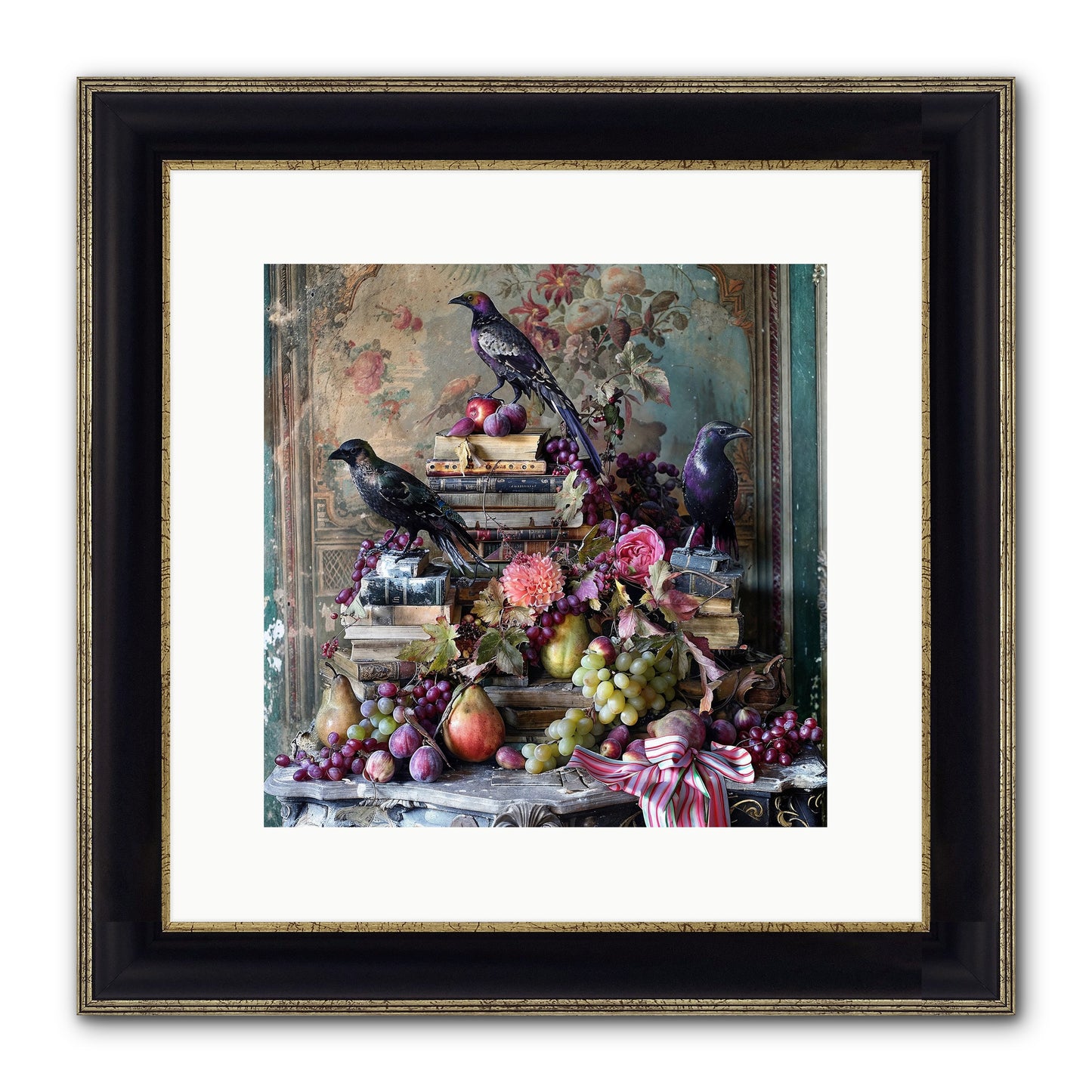 Sylvan Secrets Of Feathered Lore Framed Print - Black & Gold 12x12