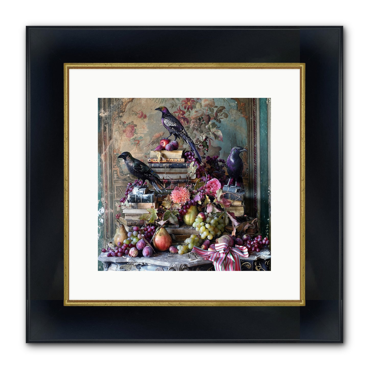 Sylvan Secrets Of Feathered Lore Framed Print - Wide Black w/Gold 12x12