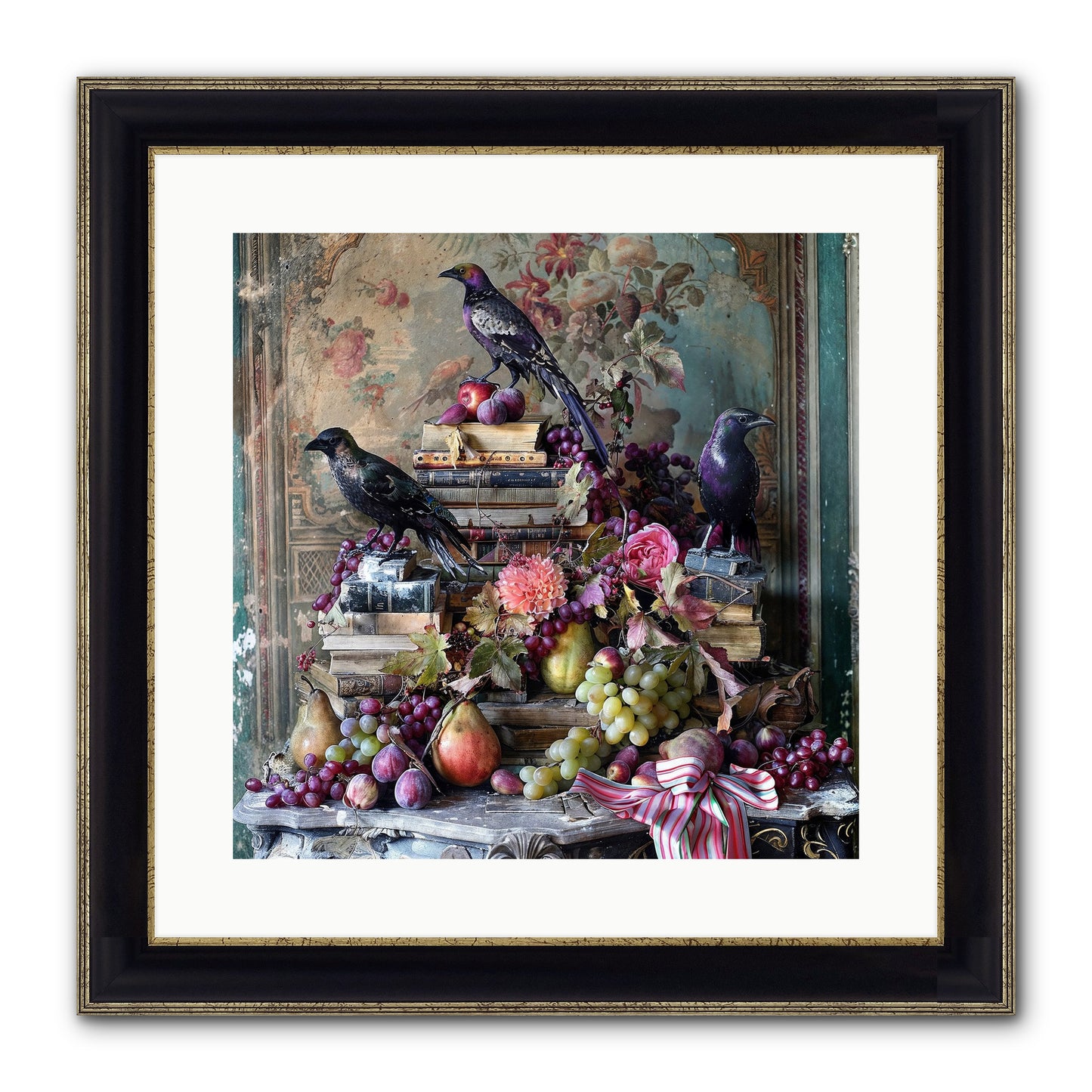 Sylvan Secrets Of Feathered Lore Framed Print - Black & Gold 16x16