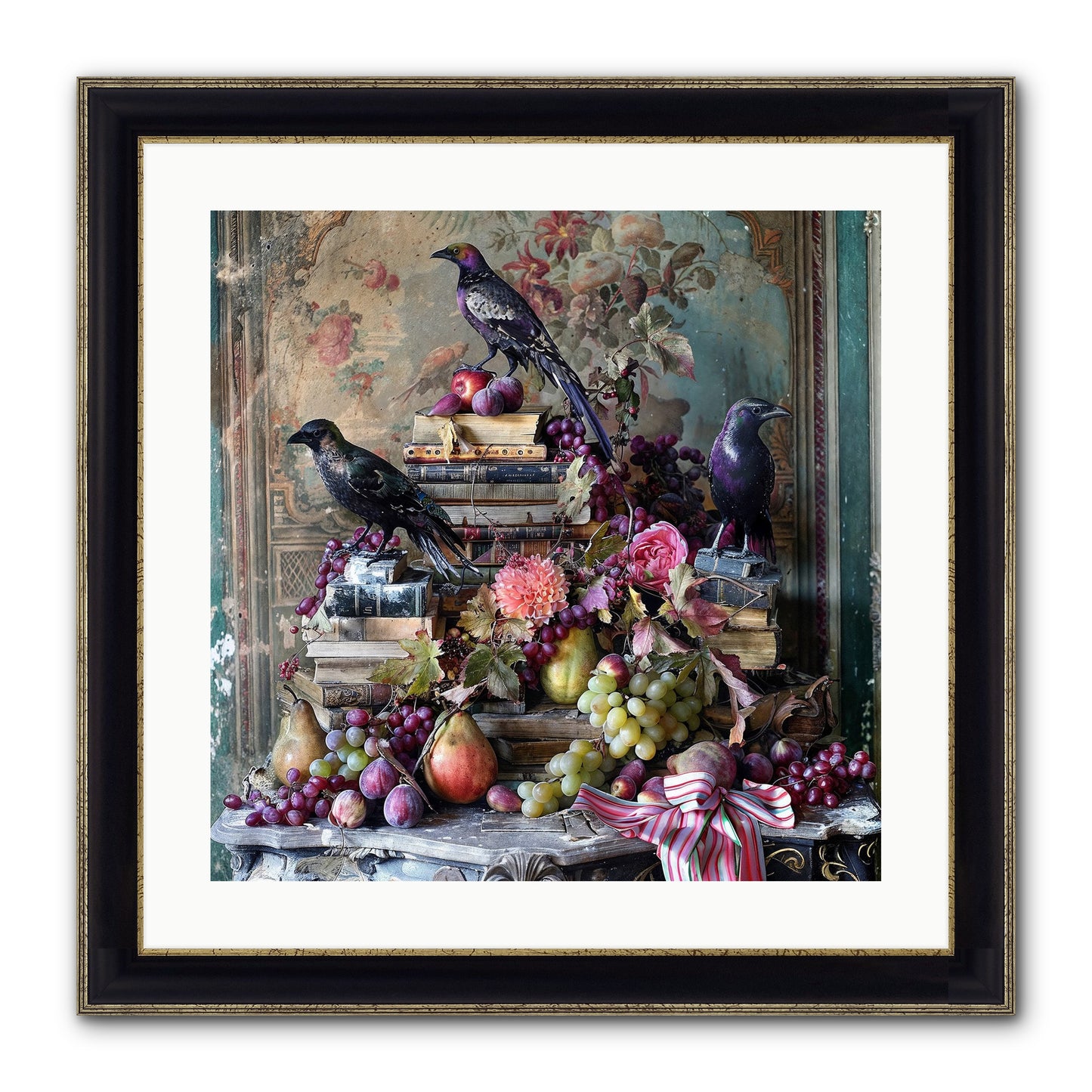 Sylvan Secrets Of Feathered Lore Framed Print - Black & Gold 20x20