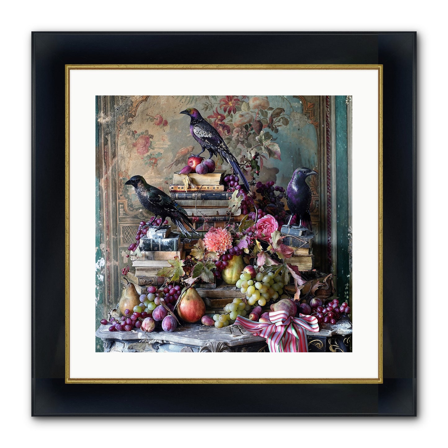 Sylvan Secrets Of Feathered Lore Framed Print - Wide Black w/Gold 20x20
