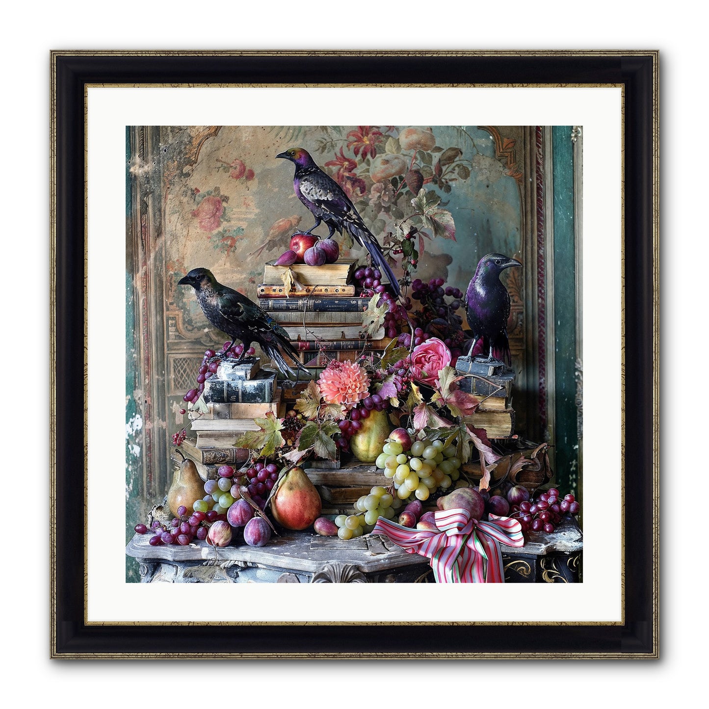 Sylvan Secrets Of Feathered Lore Framed Print - Black & Gold 24x24