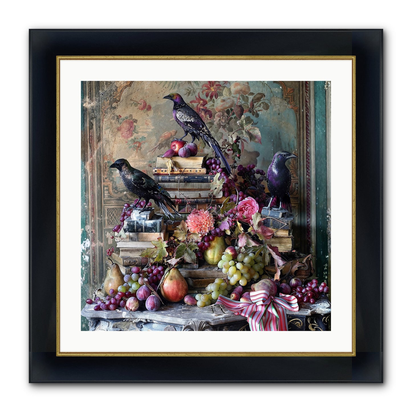 Sylvan Secrets Of Feathered Lore Framed Print - Wide Black w/Gold 24x24