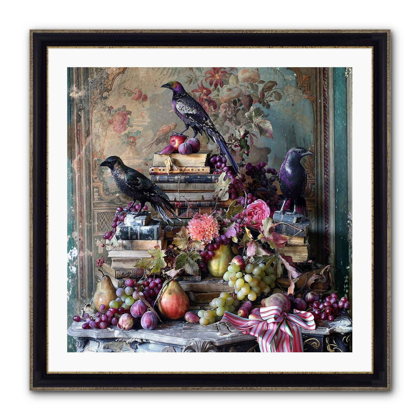 Sylvan Secrets Of Feathered Lore Framed Print - Black & Gold 30x30