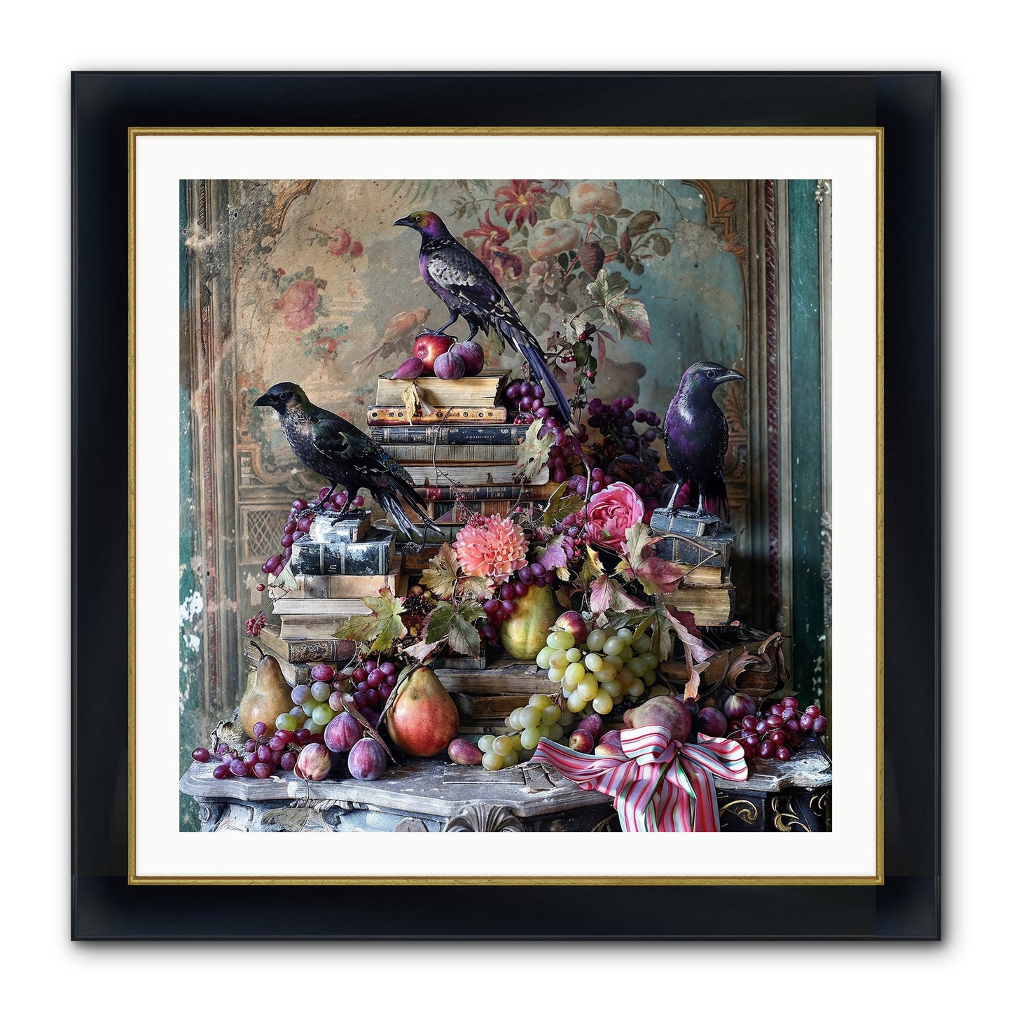 Sylvan Secrets Of Feathered Lore Framed Print - Wide Black w/Gold 30x30