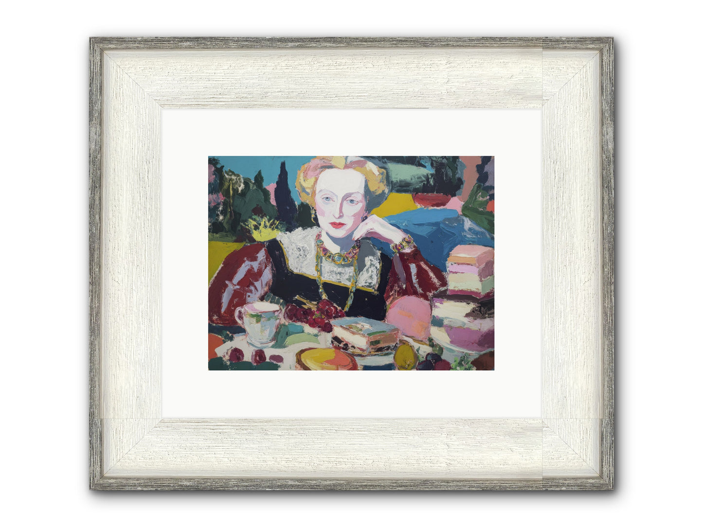 Table Of Temptations Framed Print - Driftwood White 12x9