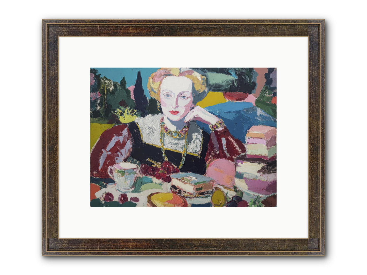 Table Of Temptations Framed Print - Slimwoods Black/Gold 12x9