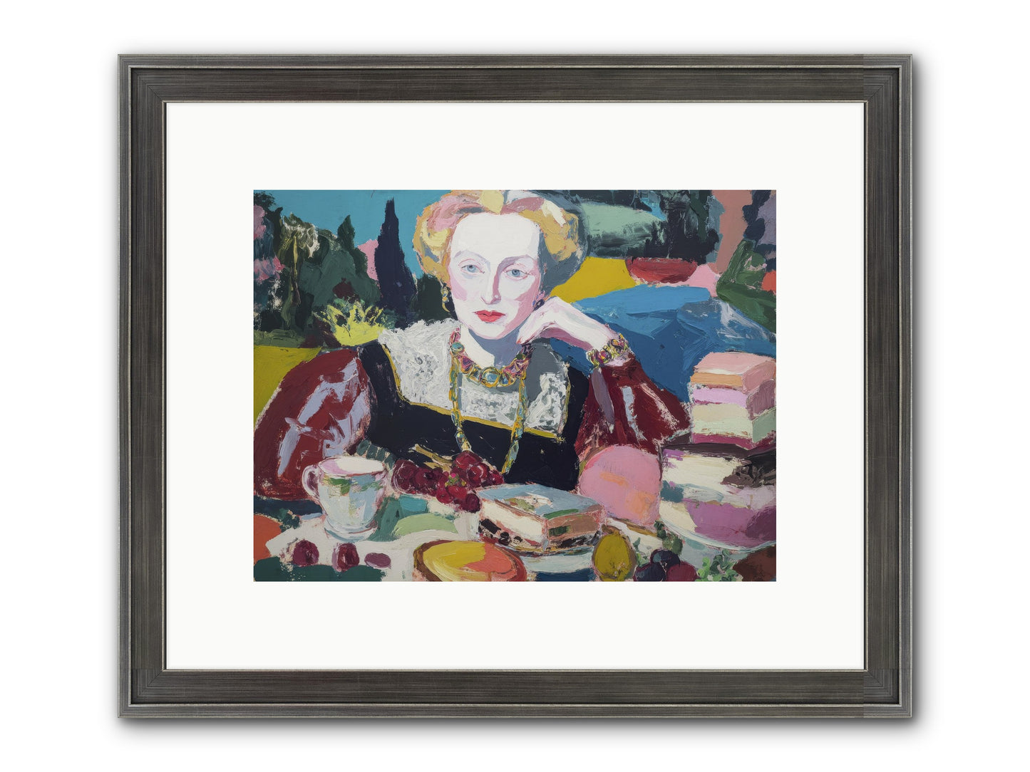 Table Of Temptations Framed Print - Slimwoods Black/Silver 12x9