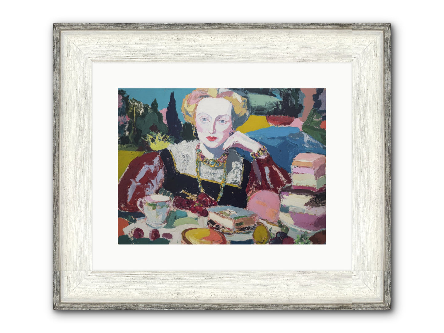Table Of Temptations Framed Print - Driftwood White 16x12