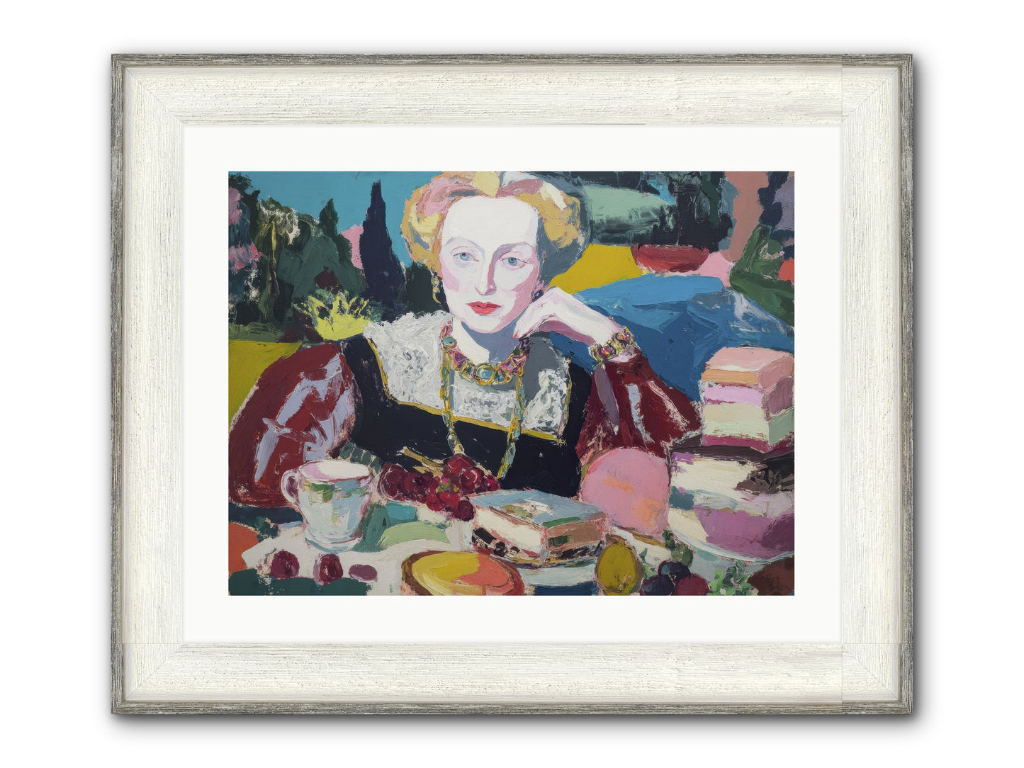Table Of Temptations Framed Print - Driftwood White 24x18
